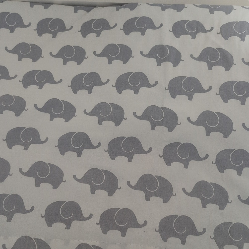 Elephant Blackout Window Drapes Panels Gray White Two 84x42" Panels Baby Nursery